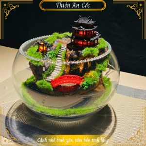 Thác Nước Phong Thủy Tiểu Cảnh Thiền Sư Bái Phật Tiều Cảnh Deco Trang Trí Quà Tặng Ý Nghĩa An Nhiên