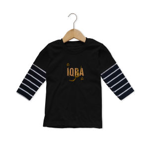Kaos Anak Tangan Panjang Salur Motif Islami Iqra Usia 3-14 Tahun Bahan Cotton Combed Premium