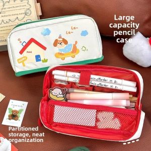 TGRYTYT ไอเอ็นเอส กระเป๋าปากกาการ์ตูน ความจุขนาดใหญ่ สามารถยืนได้ กระเป๋าเก็บดินสอ ทนต่อการเปื้อน หวาน กระเป๋าจัดระเบียบปากกา ของใช้สำนักงานโรงเรียน
