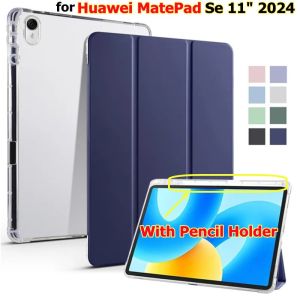 Soft TPU Tablet Case for Huawei MatePad SE 11 2024 AGS6-W09 L09 11 inch with Pencil Holder Smart Cover