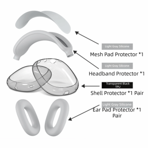 LITTLEX Four Piece Set Ear Pads Cushion Cover Replacement Silicone Earphone Shell Cover Headphone Accessories Earphone Protective Case for Apple Airpods Max