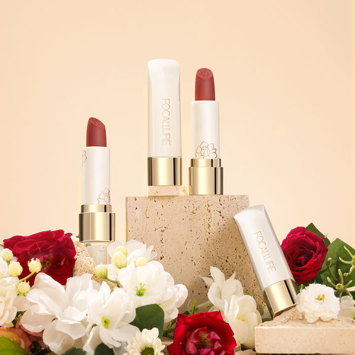 FOCALLURE Brand Hottie Moist Lipstick Matte Nude Long-lasting Makeup Lip Tint Waterproof Moisturizing Rose Fragrance