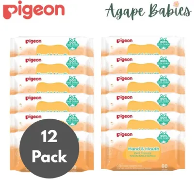 Pigeon Hand And Mouth Wet Tissues ( 12 x 60s = Total 720 sheets) (Yellow)