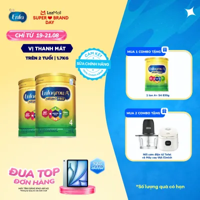 [TỪ 19-21/08 MUA LÀ CÓ QUÀ] Bộ 2 lon sữa bột Enfagrow A+ Neuropro 4 với DHA giúp phát triển não bộ cho trẻ từ 2-6 tuổi - 1.7kg/lon