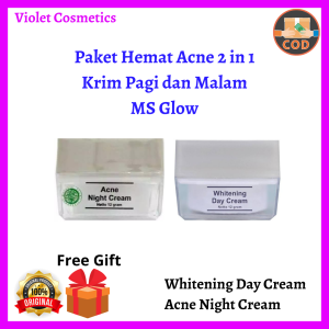 [PAKET 2 IN 1] Paket Acne MS Glow 2 in 1 / Acne Series MS Glow / Whitening Day Cream Ms Glow + Acne Night Cream Ms Glow / Krim Pagi dan Malam Acne Ms Glow