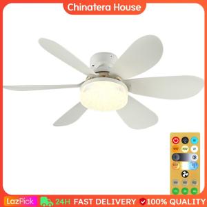 E26/E27 Base Ceiling Fan Light 3 Fan Speeds Simple Fan Lamp Dimmable Decorative Ceiling Fanlight for Living Room Kitchen
