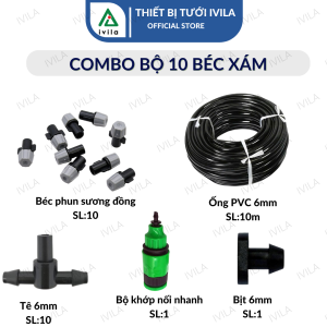 Bộ kit tưới phun sương dây 6mm kèm béc phun sương 1 cửa cam/xám/đồng đầy đủ phụ kiện Bộ phun sương tưới cây bộ phun sương làm mát chất liệu nhựa cao cấp - tiết kiệm nước thời gian công sức