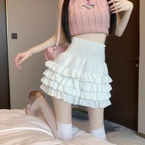 Mini high-waisted skirt cake skirt ruffled cute A-line skirt