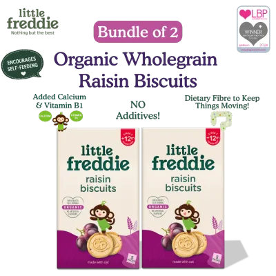 [Bundle of 2] Little Freddie Organic Baby Biscuit Monkey Bites - Oats & Raisins