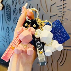 Yemi Q พวงกุญแจสร้อยคอการ์ตูนกระต่ายหน้าตัด เครื่องประดับคู่ พวงกุญแจรถ จี่พวงกู้คู่ หรูหราไฮโซ - พร้อมส่ง