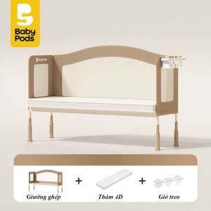 Giường cũi giường trẻ em sofa ghép cạnh giường ba mẹ Babypods (tùy chỉnh độ cao 11 mức xếp gọn)