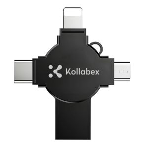 Kollabex Flash Drive 1TB 2TB OTG Flash Disk untuk iPhone Android 4 dalam 1 [Lightning + Micro + Type-C + USB] Alat Penyimpanan Data