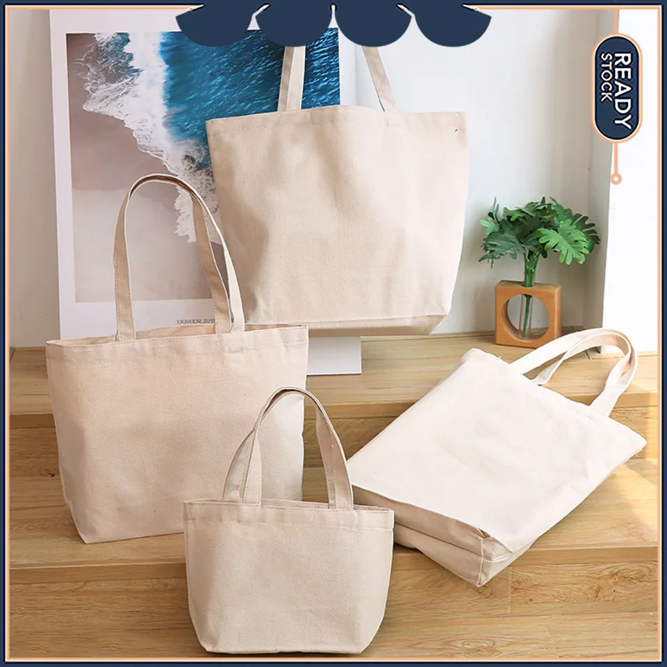 Cloud Bazaar Large Capacity Shopper Bag Canvas Bag Cotton Blank