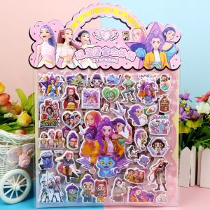 PERPE Kawaii Kpop Demon Hunters Sticker Double-Layer  Stamping  Cut Sticker Cute 3D Anime Sticker Office Stationery
