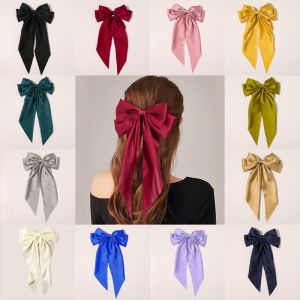 ribbon hair clip Korean Oversized Elegant Long Bow Hairpin Large Ribbon Fashion New Beautiful Silk Scarf Hairpin
