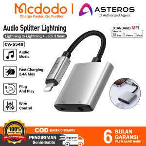 MCDODO Converter Splitter For iPhone Lightning Ke Jack 3.5mm + Lightning Charging Audio Call Open Mic CA-6340 CA-6710