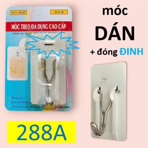 Vỉ 1 Móc treo đồ siêu dính dán tường chịu lực HÒA HỢP 288A - dán tường sơn gạch men treo đồ nặng balo túi xách