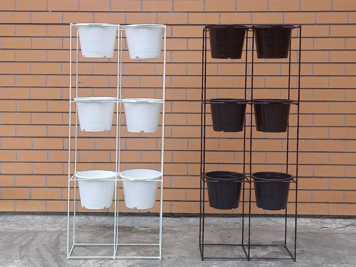 สวนแนวตั้งพร้อมกระถาง 8 นิ้ว 6 ใบ ขนาด 40x100 ซม. ไม่ต้องเจาะ