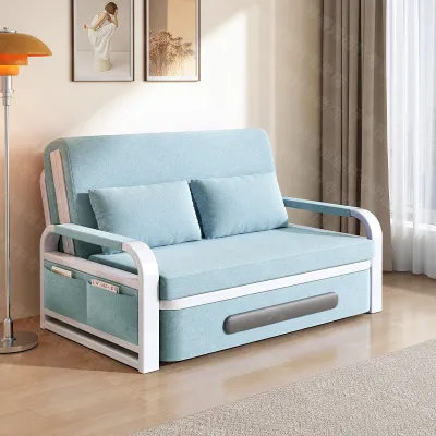 Bed Sofa Storage Bed Multifunctional Retractable Foldable Bed Removable and Washable Dual-Use Folding Single Bed（can choose black shelf）
