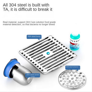Xinkunlong K8218 15X15cm Bathroom Large Floor Drain 304 Stainless Steel Fast Drainage Deodorant and Insect Proof Drain