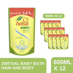 Zwitsal Baby Bath Hair & Body Aloe Vera 600ml isi 12 [Karton]