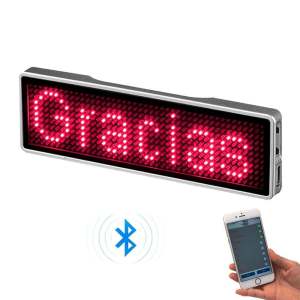 Moduspace Mall Portable Mini Electronic Nameplate Bluetooth Programmable Digital LED Name Tag Rechargeable Rolling Name Information Label Logo Sign Support Multi Language for Waiter Staff led Badge Chest Tag