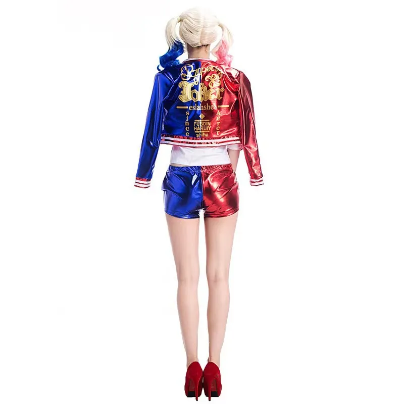 Costume Harley Quinn Enfant Amycute - 7 Pièces (veste, Short, T-shirt, Perruque...) Pour Carnaval Et Halloween
