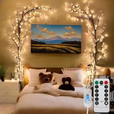 96LEDS bendable willow vine light 8Moes Light for Home DecorLighted Led Willow Vine branch Lights Party Window Decor for Walls Bedroom Strip Light Trees for Decoration