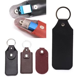 Portable USB Case Protective Bag Keychain Pocket Leather Key Ring For USB Flash Drive Pendrive Protective Cover
