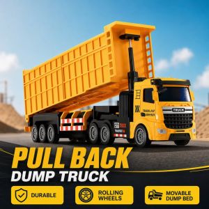 Alloy Kids Construction Dump Truck Toy Pull Back Liftable Bed Detachable Cab Flash Sound Ages 3