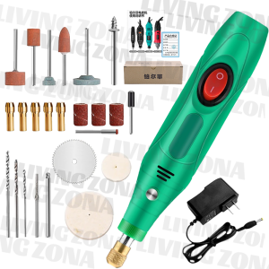 Gerenda listrik Bor Mini 132PCS 12V DC 15000 RPM Mini Drill Electric Engraver Grinder Gerinda Electrik Listrik bor gerinda / Alat Ukir Kayu /Alat