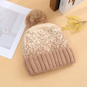 XIAHU Chống gió Mũ len đan Đậm đặc Đàn hồi Mũ Pom Pom Thường ngày Ấm áp Mũ trùm đầu Mùa đông