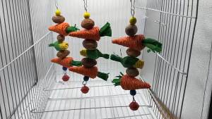 Parrot Bird Toy Wooden Fruit Chew String Hamster Pine Cone Corn Cork Teething Boredom Relief SmallSupplies
