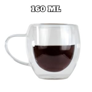 Gelas Kaca Cangkir Kopi Teh Double Wall Glass Tahan Panas 2 Lapis kaca 410 ML