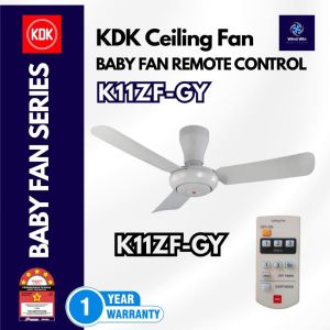 KDK K11ZF-GY (GREY) / K11ZF-WT (WHITE) [ REMOTE CONTROL 3 BLADE BABY CEILING FAN]