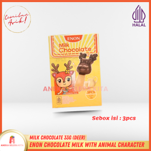 Enon Milk Chocolate Stick Animal Character Rasa Strawberry/Milk/Dark/White Milk/Matcha 33gr