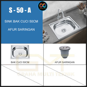 Bak Cuci Piring Stainless Steel Set Ukuran 50cm x 40cm Anti Karat Model Kotak