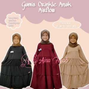 Gamis Anak Noera Crinkle AIrflow Premium Mute Mutiara Free Bross 3-11 Tahun