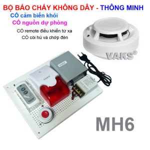 Bộ báo cháy không dây thông minh - MH6-tích hợp 1 đầu báo khói có chống báo giả