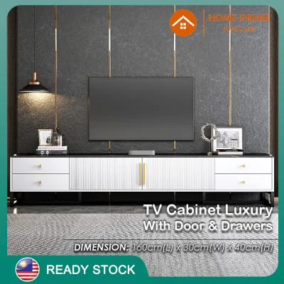 HOME PRIME DSG0052 TV Cabinet Northern Europe Luxury With Door and Drawers TV Console Living Room Cabinet Multi-functional Television Cabinet Furniture Rak TV