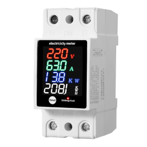 เครื่องวัดพารามิเตอร์ไฟฟ้าสูงกระแสไฟฟ้าหน้าจอพาวเวอร์ DIN รางติดตั้งทนไฟจอแสดงผลแอลอีดีเคส