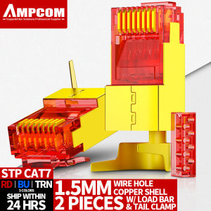Ampcom CAT7 RJ45 kết nối với thanh tải hai mảnh phù hợp với 10Gbps STP phích cắm mô-đun cho CAT7 cat6A 23-26awg che chắn cáp Ethernet