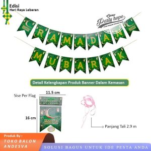 banner ramadan mubarak hijau / bunting flag ramadan mubarak hijau