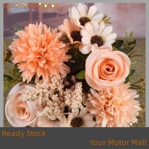 Excellent Ready Stock 1Pc Artificial Roses Flowers Wedding Bridal Bouquet Garden Silk Peony Hydrangeas Vase Home Decoration Photography Props