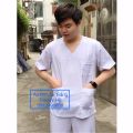 Áo blouse trắng nam cổ tim - áo blu tá, dược sĩ, bác sĩ phẫu thuật trắng nam. 