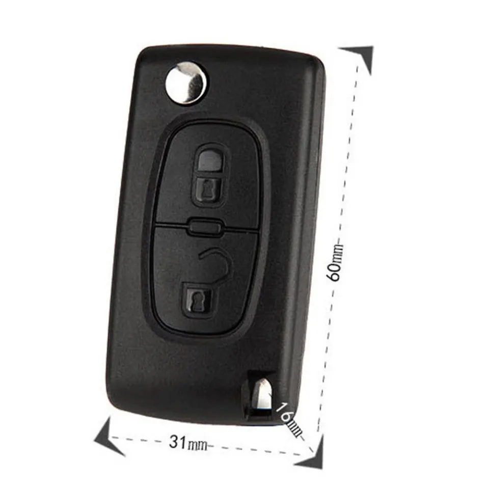 1x 2 Button Flip Cover for Peugeot 207 307 308 407 Foldable Remote