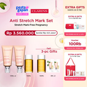 [Clarins Set] Body Partner Stretch Mark Expert 175ml 2X (Krim Stretch Mark) dan Tonic Body Treatment Oil 100ml Gratis 3 Hadiah - stretchmark / perawatan kehamilan / maternity