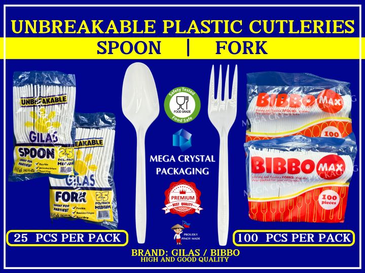[ 25 / 100 Pcs ] GILAS | BIBBO Disposable Cutleries Food Grade Plastic ...