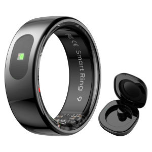 R08 Smart Ring for Men & Women – Health & Fitness Tracker with Touch Control 24/7 Heart Rate/SpO2/Skin Temperature Monitor IP68 5ATM Waterproof Sleep Tracking Step Counter Smart Notifications