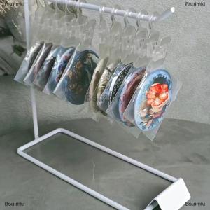 [COD] Bsuimki Tủ quần áo kim loại hiển thị chủ Móc khóa treo Clip nhựa đính Tabletop đồ trang sức chủ